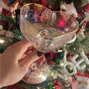 Elegant Heart-Shaped Martini Glass with Gold Rim